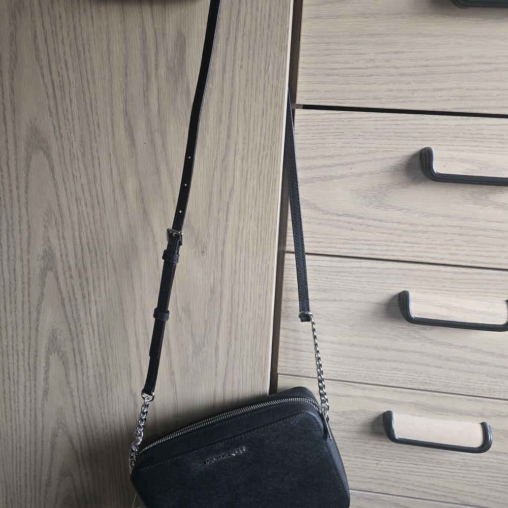 Michael Kors Black Crossbody Bag with Silver Chain